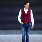 Settefili Cashmere (セッテフィーリ カシミア) Gilet con bottoni (ニットダブルベスト) ウールカシミア ハイゲージ ニットベスト ニットジレBURGUNDY (バーガンディー・MC018) made in italy (イタリア製) 2016 秋冬新作のイメージ