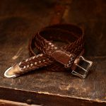 J&M DAVIDSON (ジェイアンドエムデヴィッドソン) ENVELOPE BUCKLE TIP END PLAITED BELT 30MM (エンベロープバックルチップエンドプレーテッドベルト 30mm) 57301 COWHIDE LEATHER (カウハイドレザー) プンターレ メッシュベルト HAVANA (ハバナ・650) Made in italy (イタリア製) 2017 春夏新作のイメージ