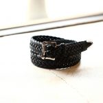 J&M DAVIDSON (ジェイアンドエムデヴィッドソン) ENVELOPE BUCKLE TIP END PLAITED BELT 30MM (エンベロープバックルチップエンドプレーテッドベルト 30mm)  57301 COWHIDE LEATHER (カウハイドレザー) プンターレ メッシュベルト BLACK (ブラック・999) Made in italy (イタリア製) 2017 秋冬新作のイメージ