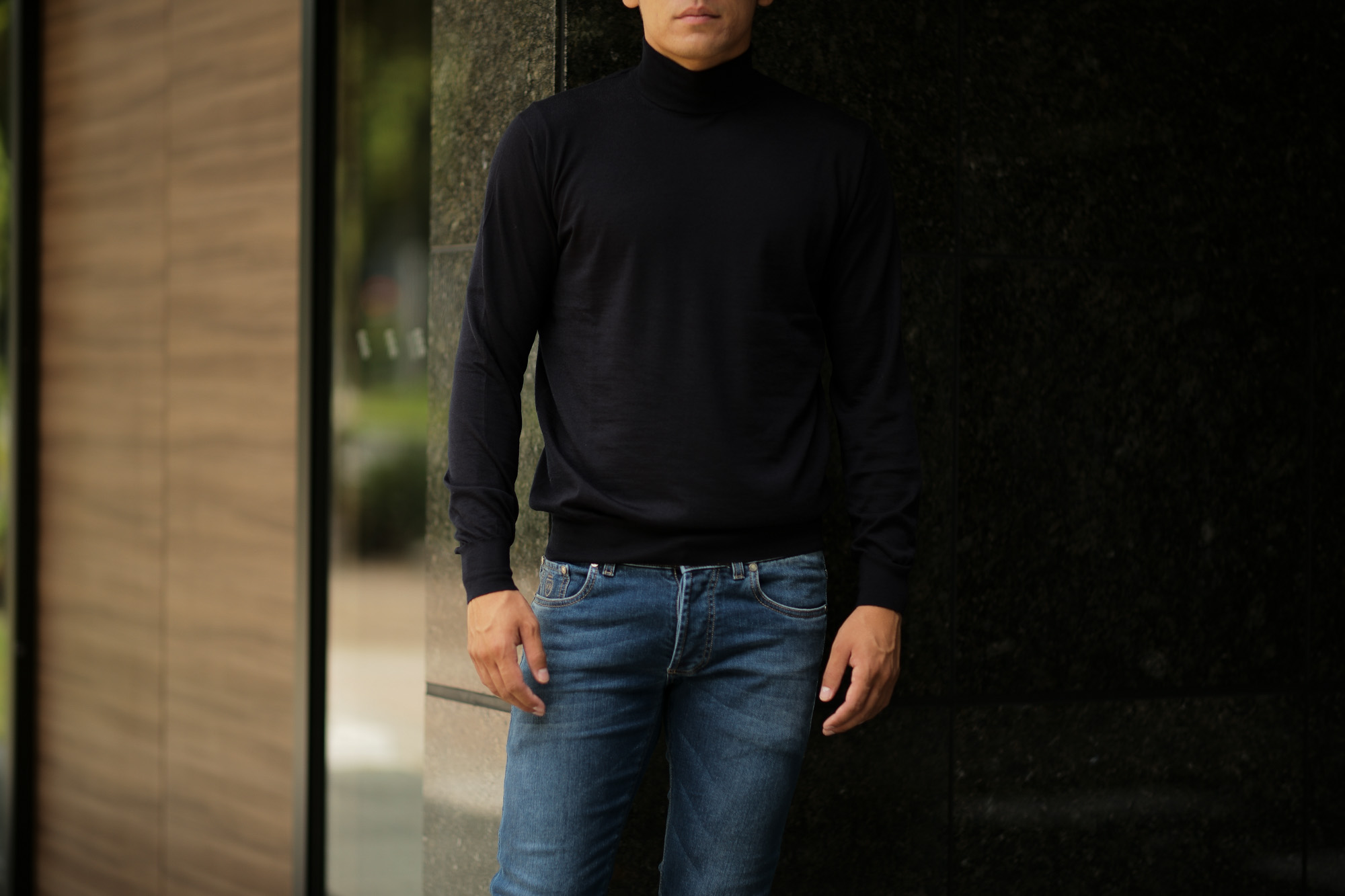 Cruciani (クルチアーニ) Cashmere Mock Neck Sweater (カシミヤ モックネック セーター) Cashmere 100% ハイゲージ カシミヤニット モックネック セーター NAVY (ネイビー・5544H) made in italy (イタリア製) 2018 秋冬新作 愛知 名古屋 alto e diritto altoediritto アルトエデリット