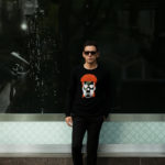 lucien pellat-finet(ルシアン ペラフィネ) David Bowie Skull Cashmere Sweater (デヴィッド ボウイ スカル カシミア セーター) インターシャ カシミア スカル セーター BLACK × NIVEOUS (ブラック × ホワイト)のイメージ