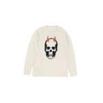 lucien pellat-finet(ルシアン ペラフィネ) Horn Skull Cashmere Sweater (ホーン スカル カシミア セーター) インターシャ カシミア スカル セーター NIVEOUS × BLACK (ホワイト × ブラック) made in scotland (スコットランド製) 2020 春夏新作のイメージ