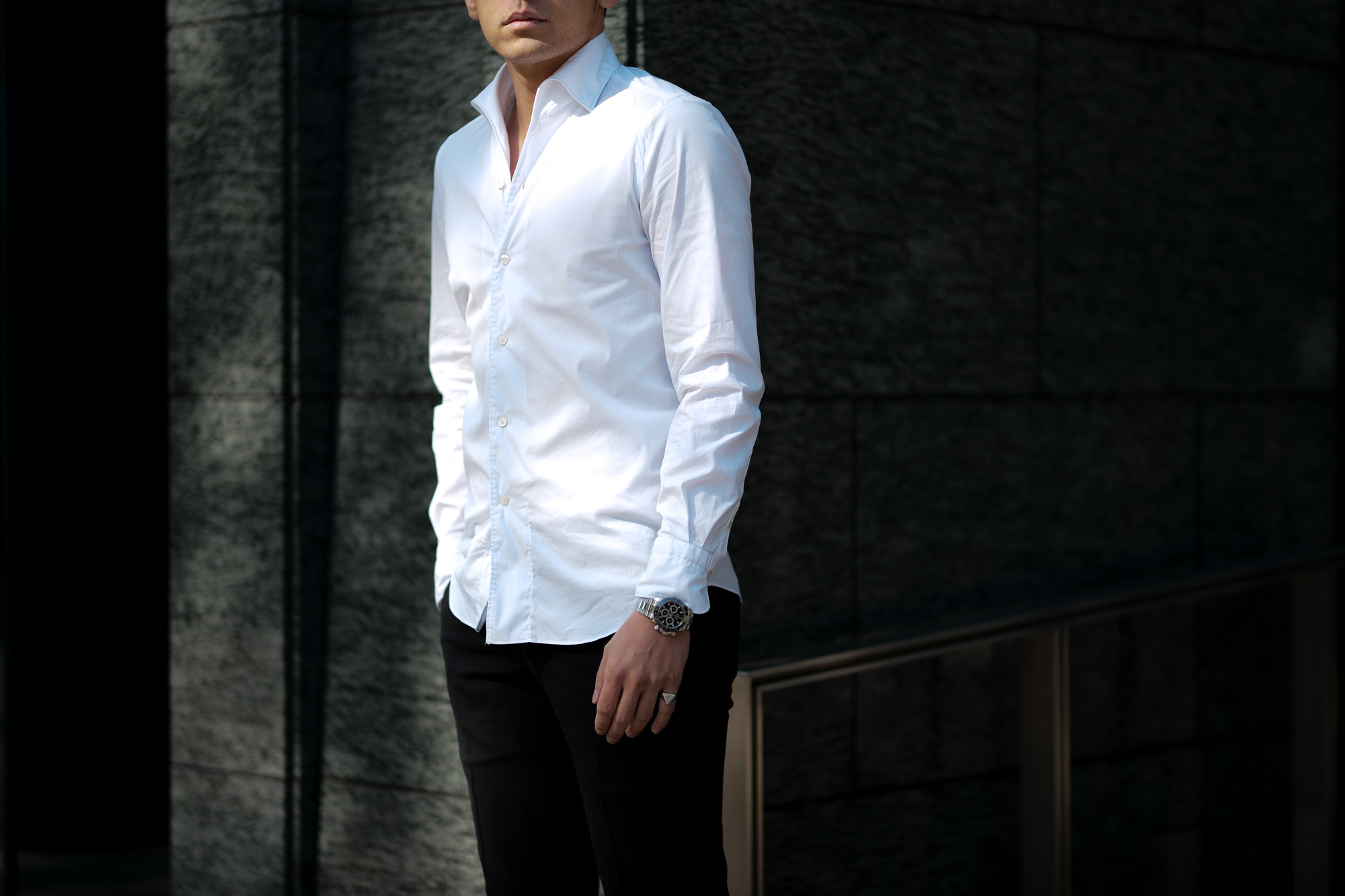 新品 Finamore フィナモレ イタリア製 ドレスシャツ ホワイトシャツ