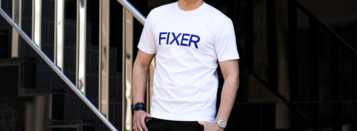 FIXER (フィクサー) FTS-02 FIXER Print Crew Neck T-shirt プリント Tシャツ WHITE × BLUE (ホワイト × ブルー) フィクサー エフティーエス02 プリントクルーネック Tシャツ ブラック ブルー 青 東京限定 愛知 名古屋 Alto e Diritto altoediritto アルトエデリット