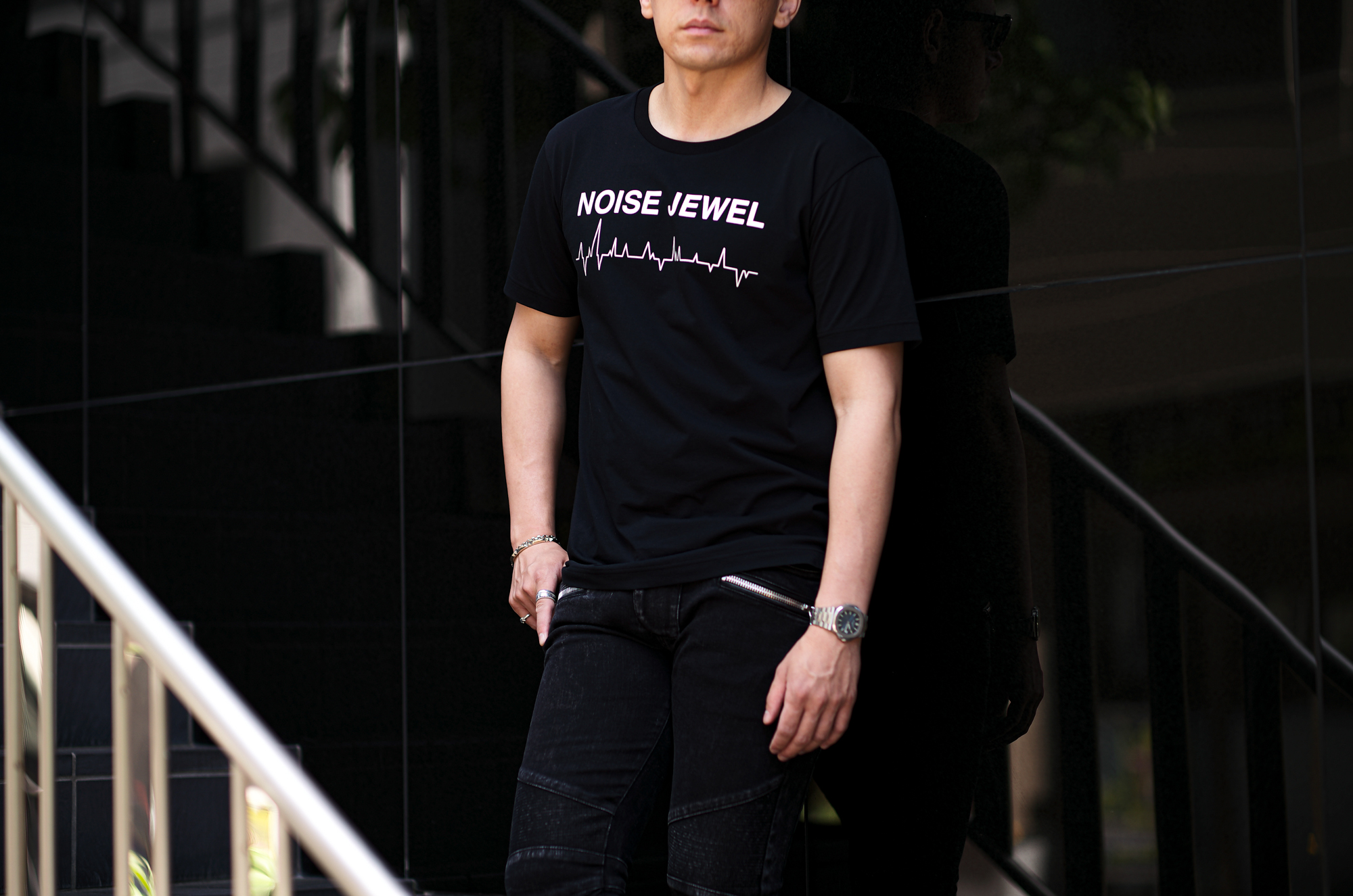 NOISE JEWEL (ノイズジュエル) Ref No0101 CREW T-SHIRT プリント Tシャツ BLACK (ブラック) 2024春夏新作 愛知 名古屋 Alto e Diritto altoediritto アルトエデリット