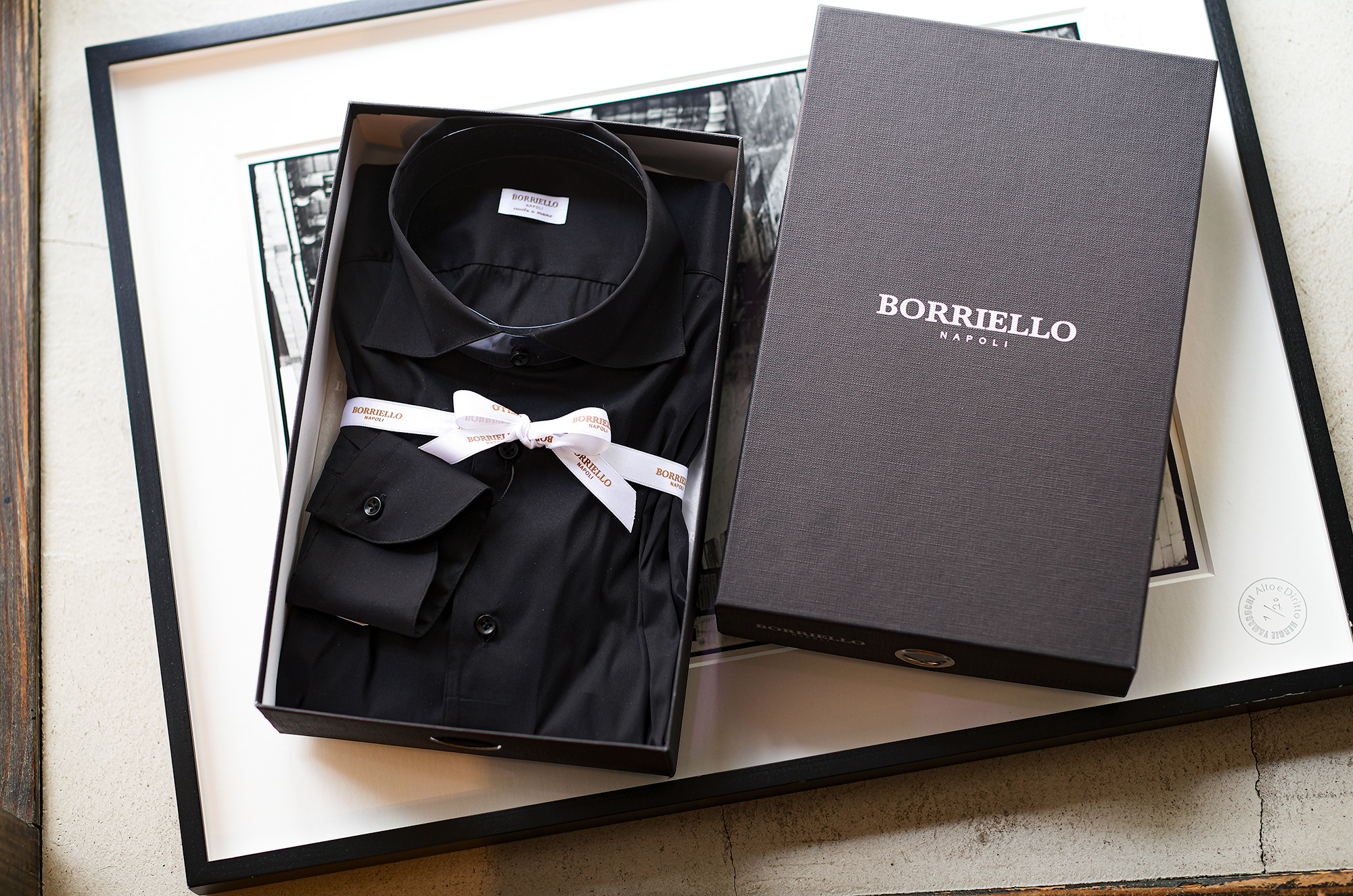 BORRIELLO "MADE TO MEASURE" Capri Stretch BLACK 2024 ボリエッロ オーダー会 ビスポーク シャツ オーダーシャツ カプリ ストレッチ ブラック 2024年 Alto e Diritto altoediritto アルトエデリット