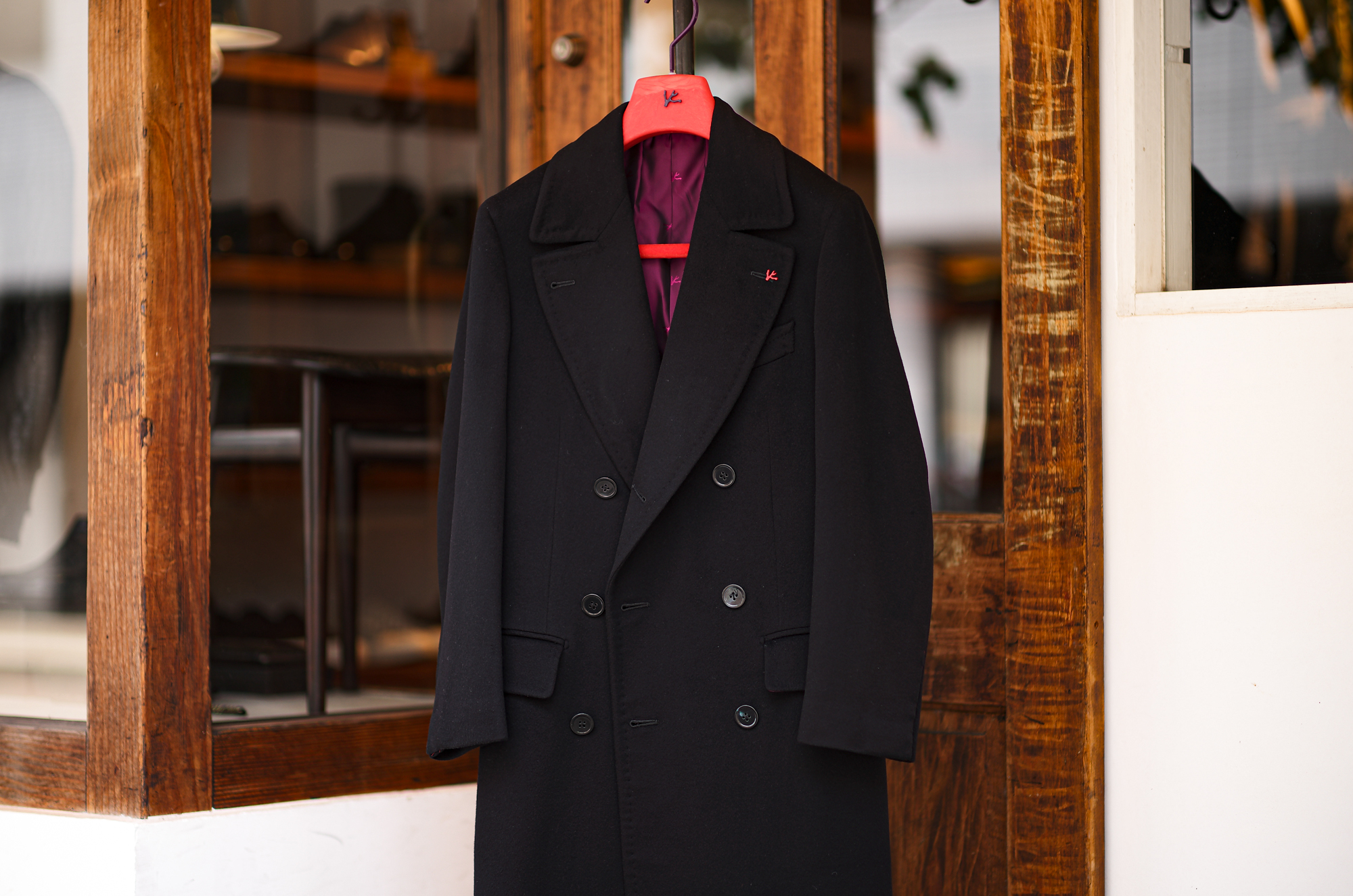 ISAIA "MADE TO MEASURE" MARSHAL "CASHMERE 100" BLACK 2024 イザイア マーシャル カシミヤ 100 ダブルブレスト ポロコート ブラック 愛知 名古屋 Alto e Diritto altoediritto アルトエデリット