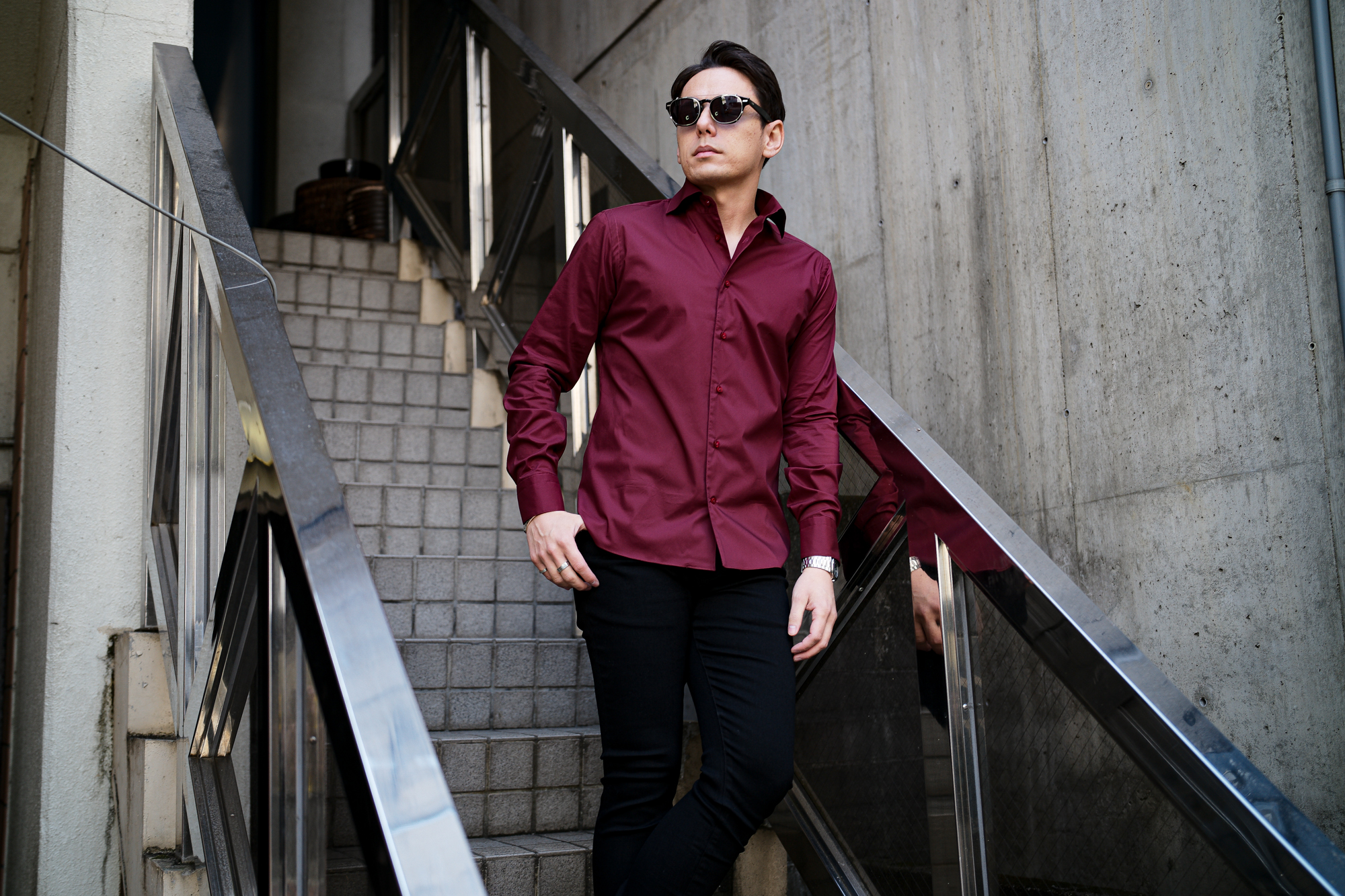 BORRIELLO (ボリエッロ) NEW YORK Popeline Stretch Shirts ストレッチコットン ブロード ワンピースカラー シャツ BURGUNDY (バーガンディー・13) made in italy (イタリア製)  2024 【ご予約受付中】 ボリエッロ ニューヨーク ポプリン ストレッチシャツ バーガンディー 2024年 愛知 名古屋 Alto e Diritto altoediritto アルトエデリット