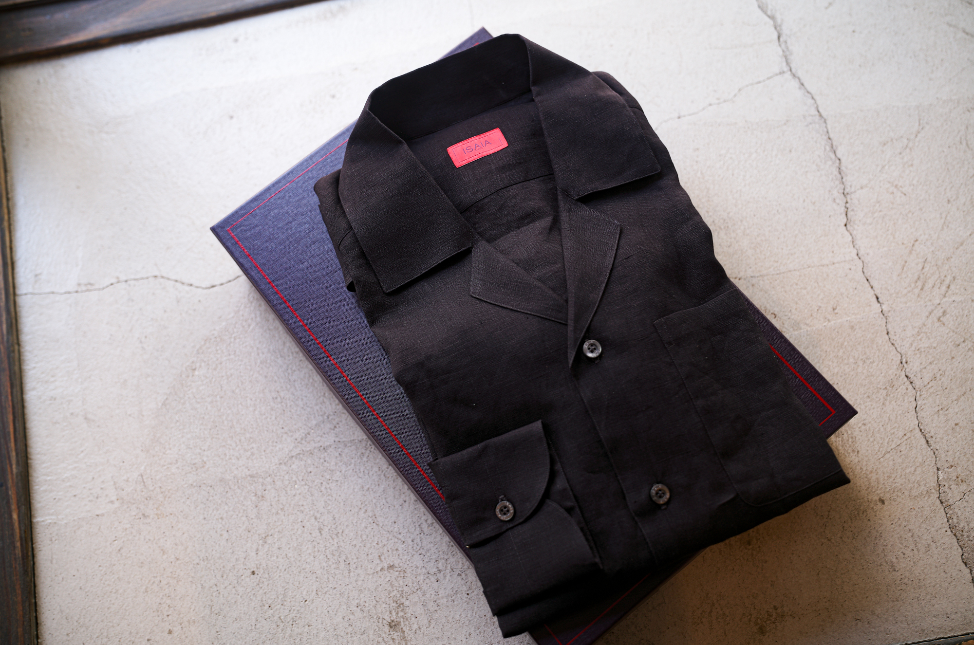 ISAIA "MADE TO MEASURE" "CAM205" LINEN SHIRTS BLACK 2024 イザイア リネンシャツ ブラック 愛知 名古屋 Alto e Diritto altoediritto アルトエデリット