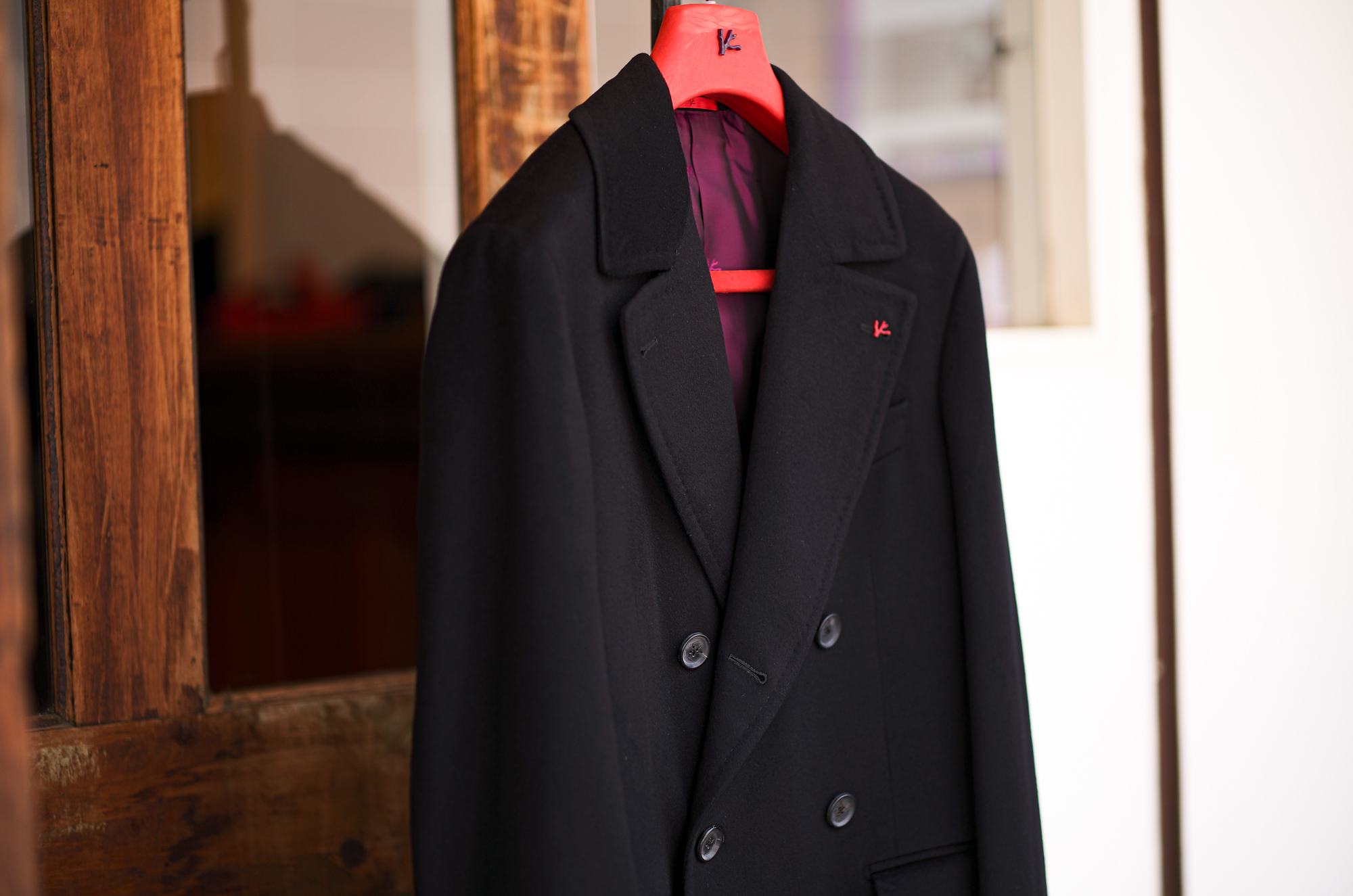 ISAIA "MADE TO MEASURE" MARSHAL "CASHMERE 100" BLACK 2024 イザイア マーシャル カシミヤ 100 ダブルブレスト ポロコート ブラック 愛知 名古屋 Alto e Diritto altoediritto アルトエデリット