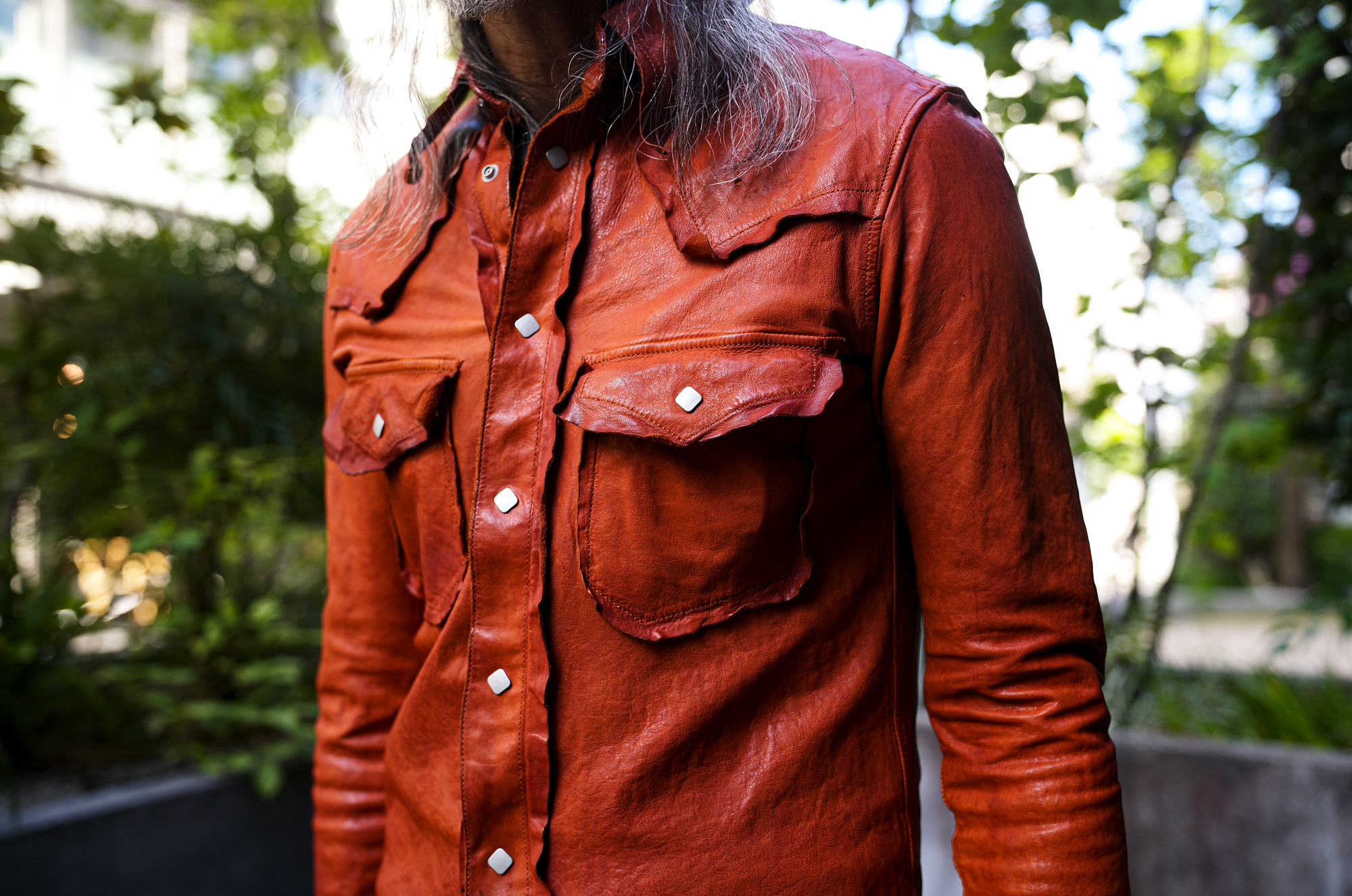 ISAMU KATAYAMA BACKLASH "2145-02" "EZO LEATHER WORKS" DEERSKIN GARMENT-DYED LEATHER SHIRTS BROWN 2025春夏 【ご予約開始】 イサムカタヤマバックラッシュ ディアスキン 鹿革 ガーメンダトダイ レザーシャツ ブラウン 愛知 名古屋 Alto e Diritto altoediritto アルトエデリット