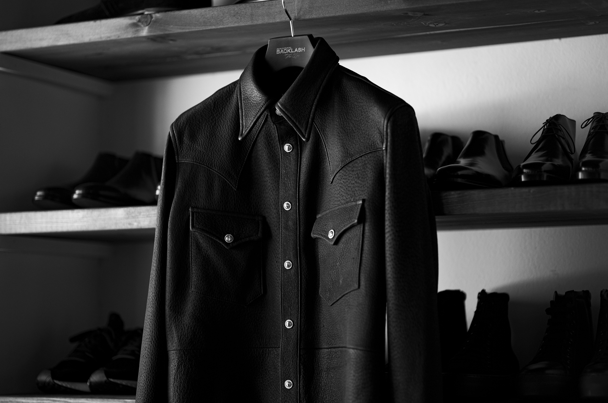 ISAMU KATAYAMA BACKLASH The Line PECCARY LEATHER SHIRTS No.T-261 925 STERLING SILVER BLACK イサムカタヤマ バックラッシュ ザ・ライン ペッカリー レザーシャツ 925シルバー ブラック 愛知 名古屋 Alto e Diritto altoediritto アルトエデリット