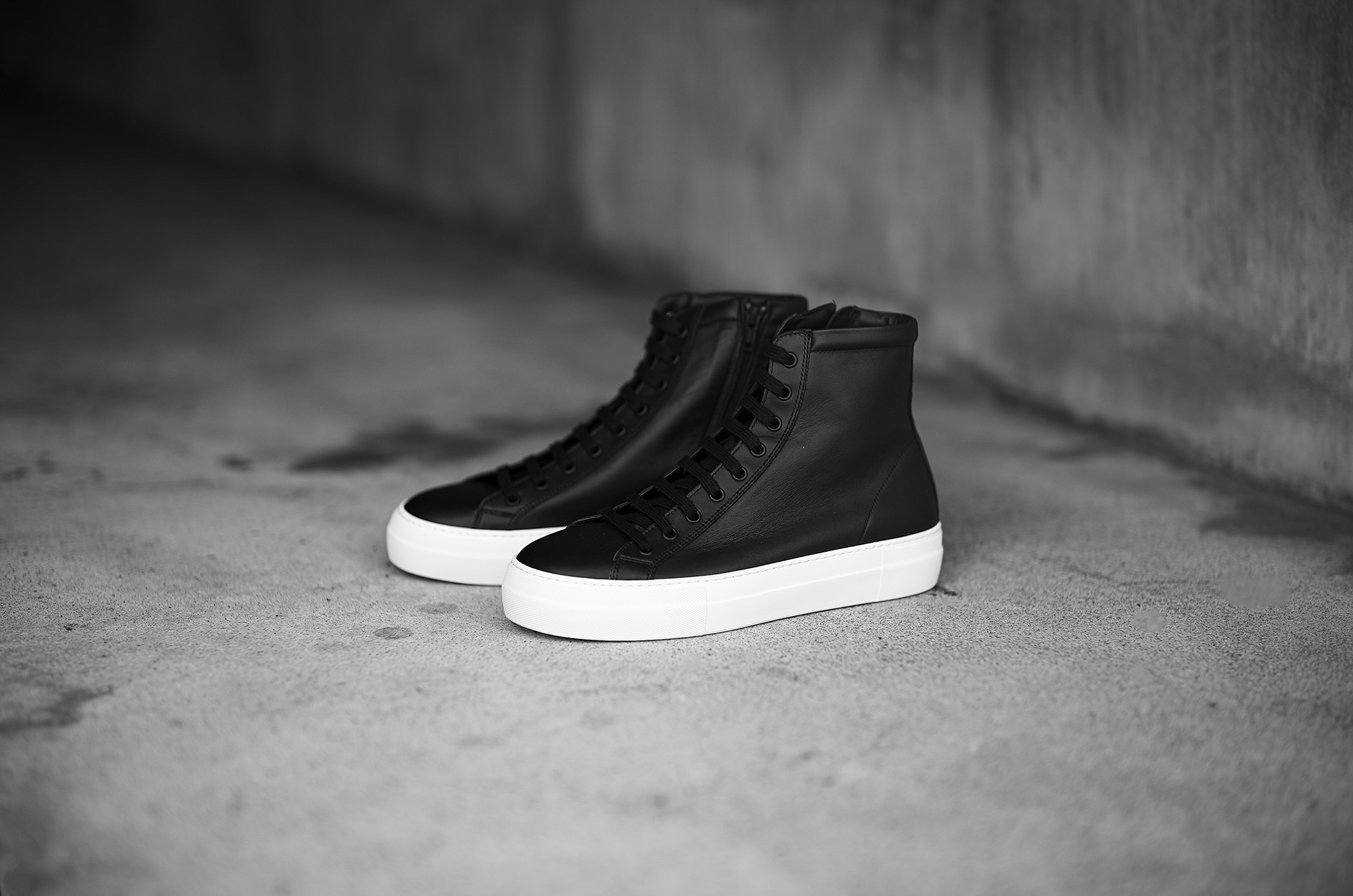 PELLICO SUNNY (ペリーコサニー) LOTUS HIGH CUT LEATHER SNEAKER ハイカット ジップアップ レザー スニーカー NERO (ブラックカーフ×ホワイト) ブラックカーフ×ブラック ハイカット ジップアップ レザー スニーカー  ペリーコサニー 愛知 名古屋 Alto e Diritto altoediritto アルトエデリット