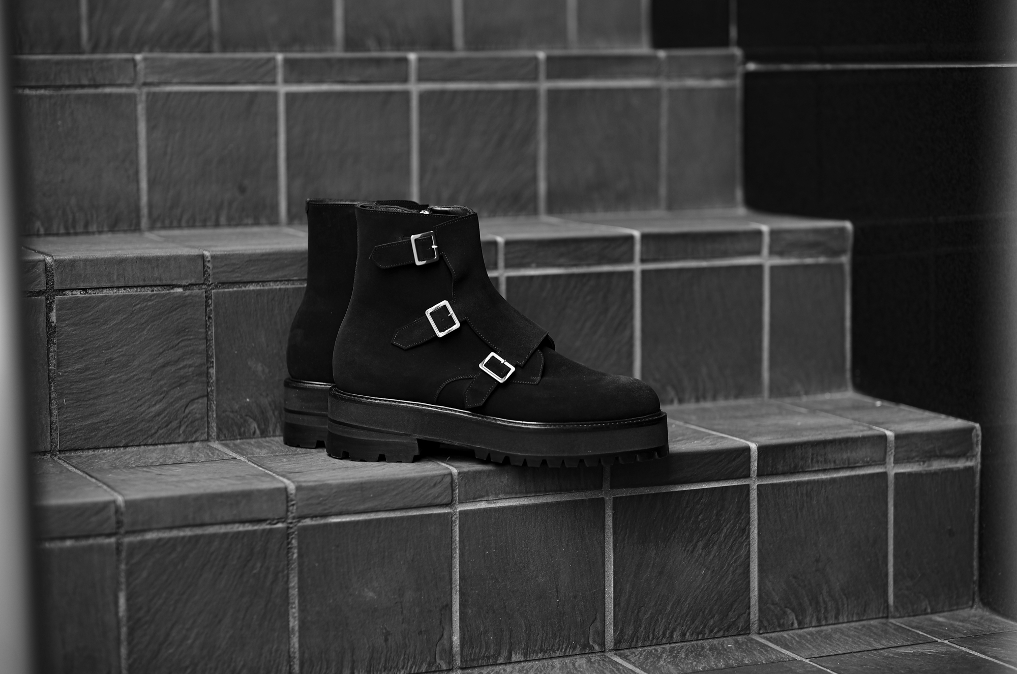 FIXER (フィクサー) FBT-01 TRIPLE STRAP BOOTS トリプルストラップブーツ BLACK SUEDE (ブラックスエード)  愛知 名古屋 Alto e Diritto altoediritto アルトエデリット レザーブーツ