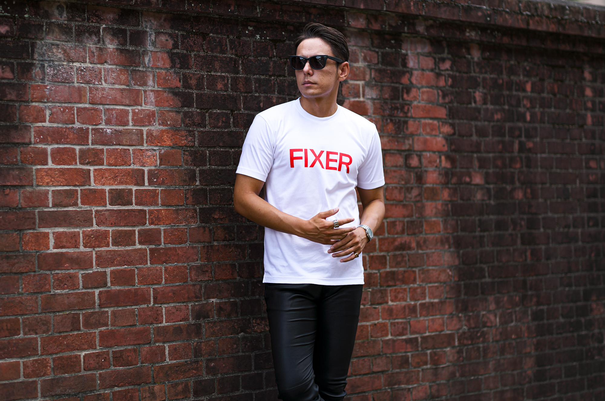 FIXER (フィクサー) FTS-02 FIXER Print Crew Neck T-shirt プリント Tシャツ WHITE × RED (ブラック×レッド)  【ご予約開始】【2024.8.25(Sun)～2023.9.08(Sun)】 愛知 名古屋 Alto e Diritto altoediritto アルトエデリット