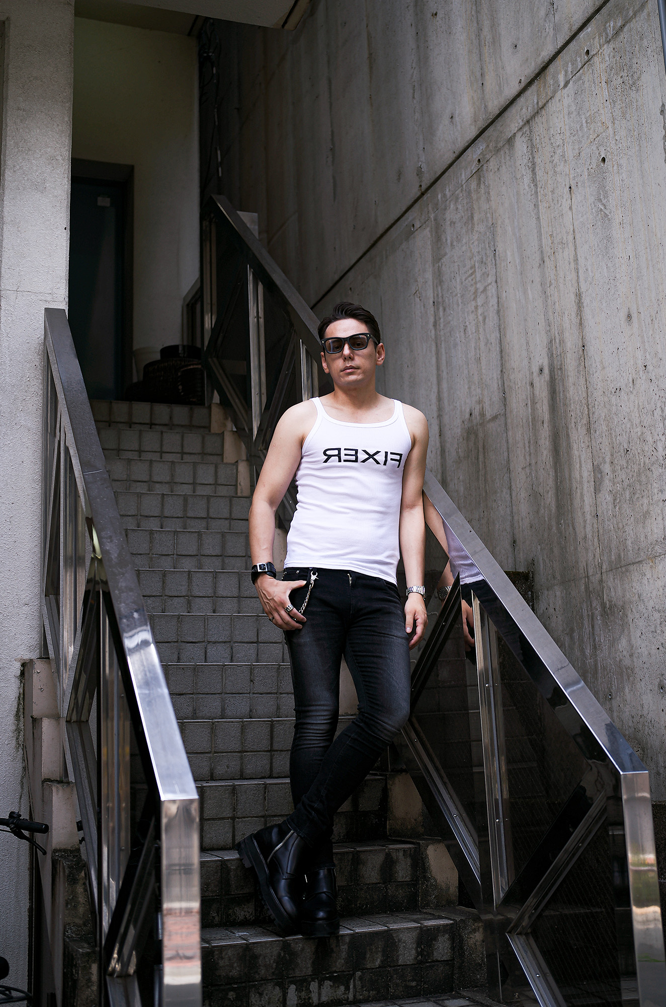 FIXER (フィクサー) FTT-01 Reverse Print Tank Top リバースプリントタンクトップ WHITE (ホワイト) 【ご予約開始】【2024.8.10(Sat)～2024.8.25(Sun)】 愛知 名古屋 Alto e Diritto altoediritto アルトエデリット