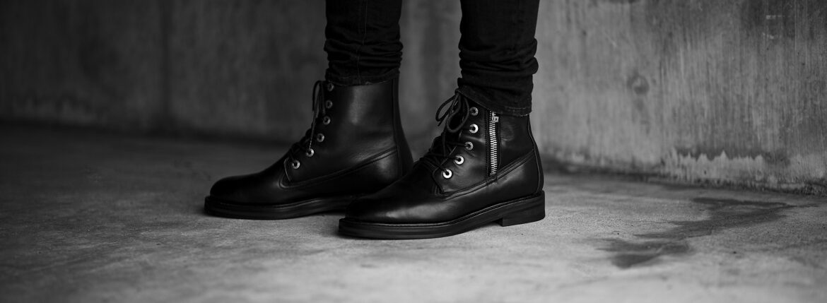 PRISONER (プリズナー) ID2017 COMBAT BOOTS 925 SILVER (ID2017 コンバットブーツ 925シルバー) ASTARTE CALF (アスタルト カーフ) ミリタリー ブーツ BLACK CALF (ブラックカーフ) 【ご予約開始】【2024.12.02(Mon)～2024.12.15(Sun)】のイメージ