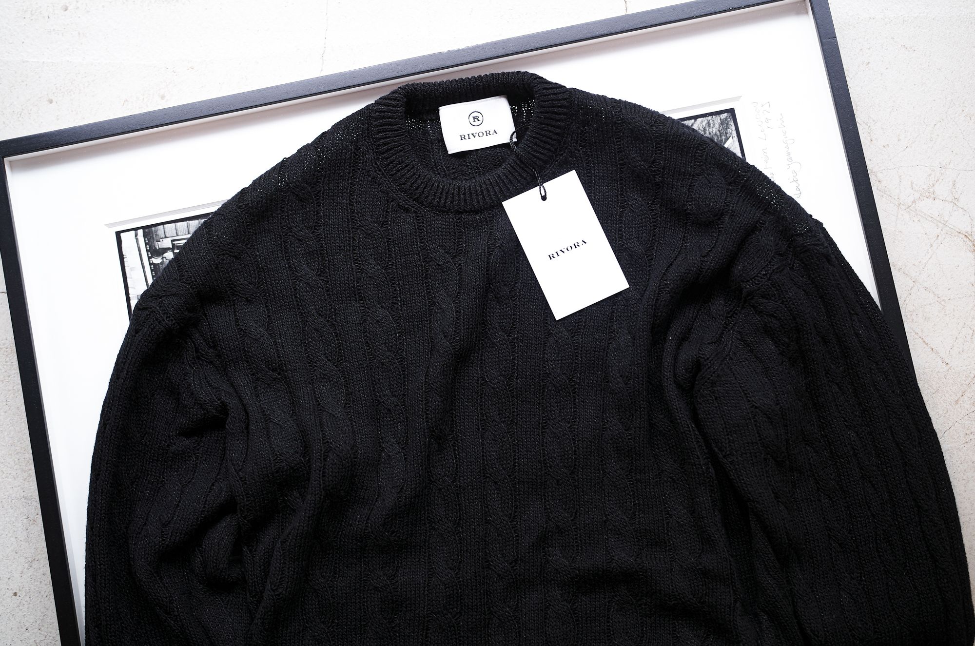 RIVORA (リヴォラ) Linen Silk Wool Cable Pull-Over (リネン シルク ウール ケーブル プルオーバー) リネンシルクウール ケーブル クルーネック セーター BLACK (ブラック・010) MADE IN JAPAN (日本製) 2024秋冬 【入荷しました】【発売開始】愛知 名古屋 Alto e Diritto altoediritto アルトエデリット