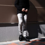 BALMAIN（バルマン）SLIM QUILTING BIKER JEANS (スリム ストレッチ キルティング バイカー ジーンズ) ストレッチ スリム キルティング バイカー デニムパンツ GRAY (グレー) made in italy (イタリア製) 2024秋冬新作 愛知 名古屋 Alto e Diritto altoediritto アルトエデリット