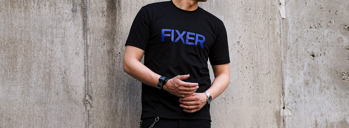 FIXER (フィクサー) FTS-02 FIXER Print Crew Neck T-shirt プリント Tシャツ BLACK × BLUE (ブラック × ブルー) 【ご予約開始】【2024.9.30(Mon)～2024.10.13(Sun)】フィクサー エフティーエス02 プリントクルーネック Tシャツ ブラック ブルー 青 東京限定 愛知 名古屋 Alto e Diritto altoediritto アルトエデリット