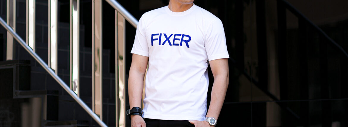 FIXER (フィクサー) FTS-02 FIXER Print Crew Neck T-shirt プリント Tシャツ WHITE × BLUE (ホワイト × ブルー) フィクサー エフティーエス02 プリントクルーネック Tシャツ ブラック ブルー 青 東京限定 愛知 名古屋 Alto e Diritto altoediritto アルトエデリット