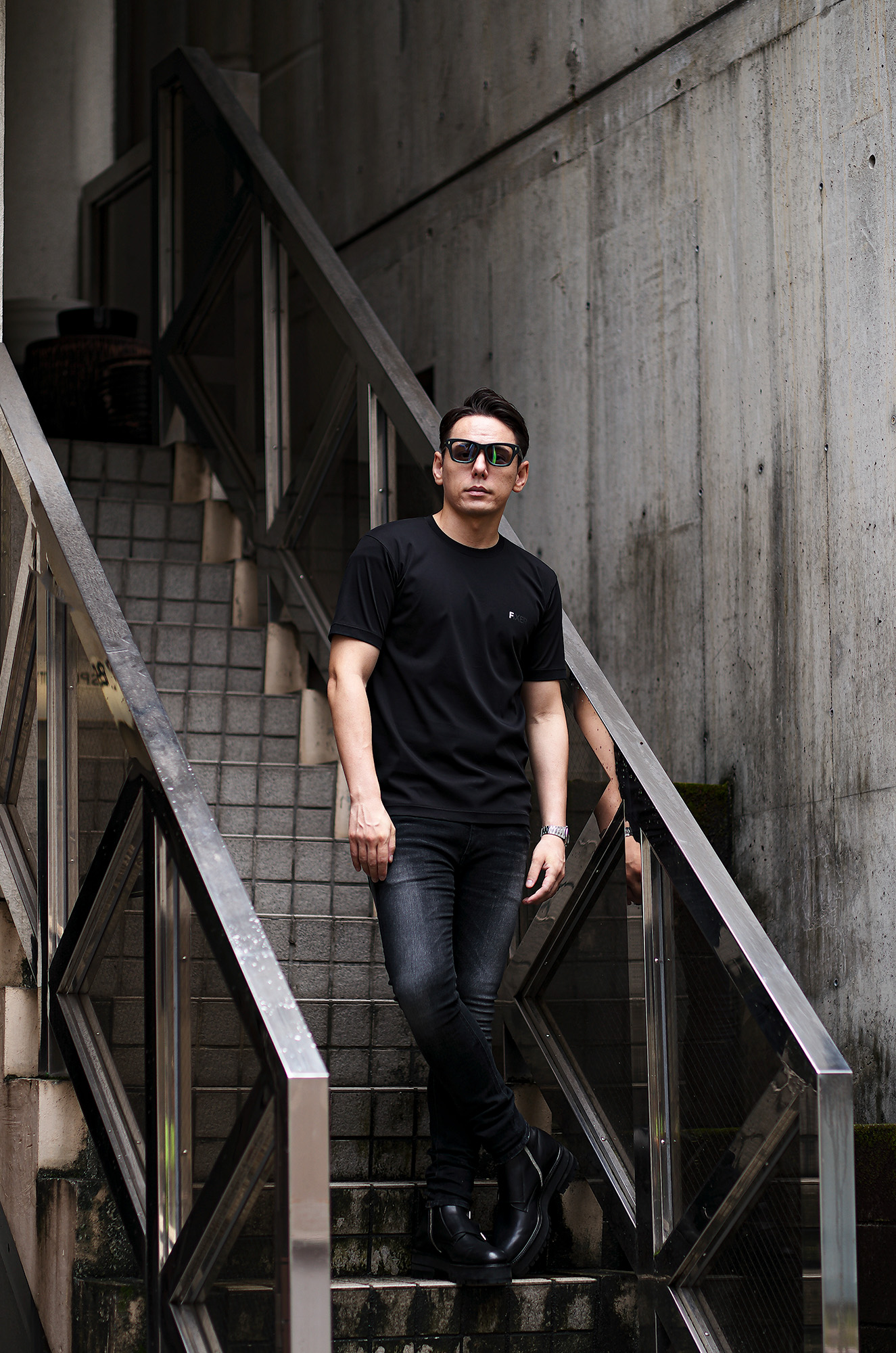 FIXER (フィクサー) FTS-08 Print Crew Neck T-shirt プリント Tシャツ BLACK (ブラック) 【ご予約受付中】【2024.9.20(Fri)～2024.10.06(Sun)】 フィクサー 愛知 名古屋 Alto e Diritto altoediritto アルトエデリット Tシャツ プリント ブラック