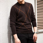 Gran Sasso (グランサッソ) Argylle Cashmere Wool Sweater (アーガイル カシミア ウール セーター) 8ゲージ アーガイル カシミアウールニット セーター DARK BROWN (ダークブラウン・195) made in italy (イタリア製) 2024秋冬新作 【入荷しました】【フリー分発売開始】愛知 名古屋 Alto e Diritto altoediritto アルトエデリット