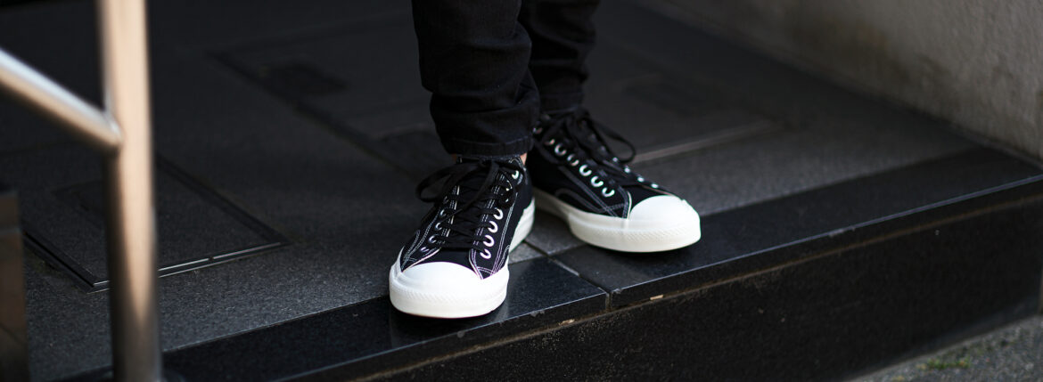 R.C.A.F (アールシーエーエフ) 001-21-O-1228 アーミー キャンバス レトロ スニーカー BLACK × BLACK SHOELACE (ブラック×ブラックシューレース) 2024のイメージ