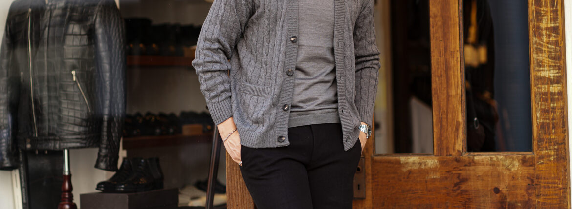 RIVORA (リヴォラ) Linen Silk Wool Cable Cardigan (リネン シルク ウール ケーブル カーディガン) リネンシルクウール ケーブル ニット カーディガン GRAY (グレー・020) MADE IN JAPAN (日本製) 2024秋冬新作 【入荷しました】【フリー分発売開始】 愛知 名古屋 Alto e Diritto altoediritto アルトエデリット