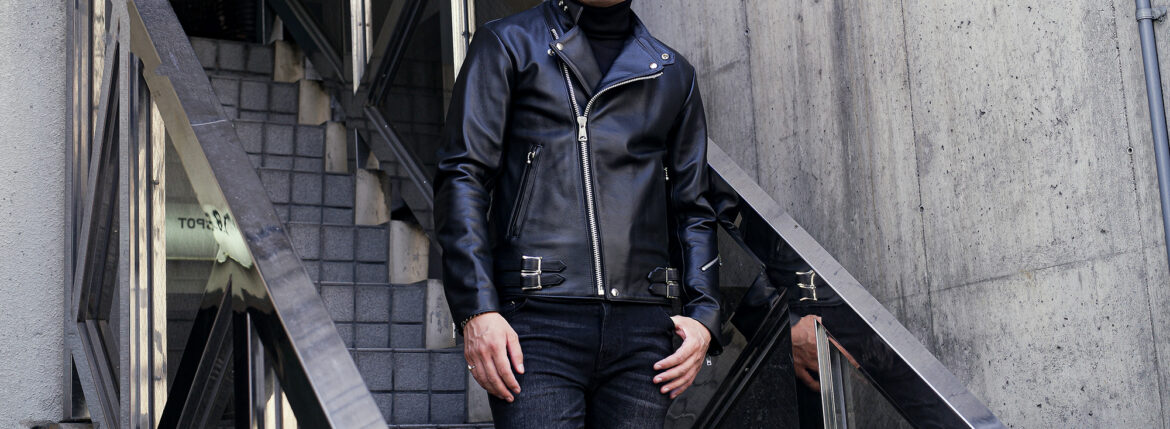 ROYAL LUSTER (ロイヤルラスター) Theo (テオ) CALF LEATHER (カーフレザー) レザージャケット セミダブルライダース ジャケット BLACK (ブラック) 愛知　名古屋 Alto e Diritto altoediritto アルトエデリット