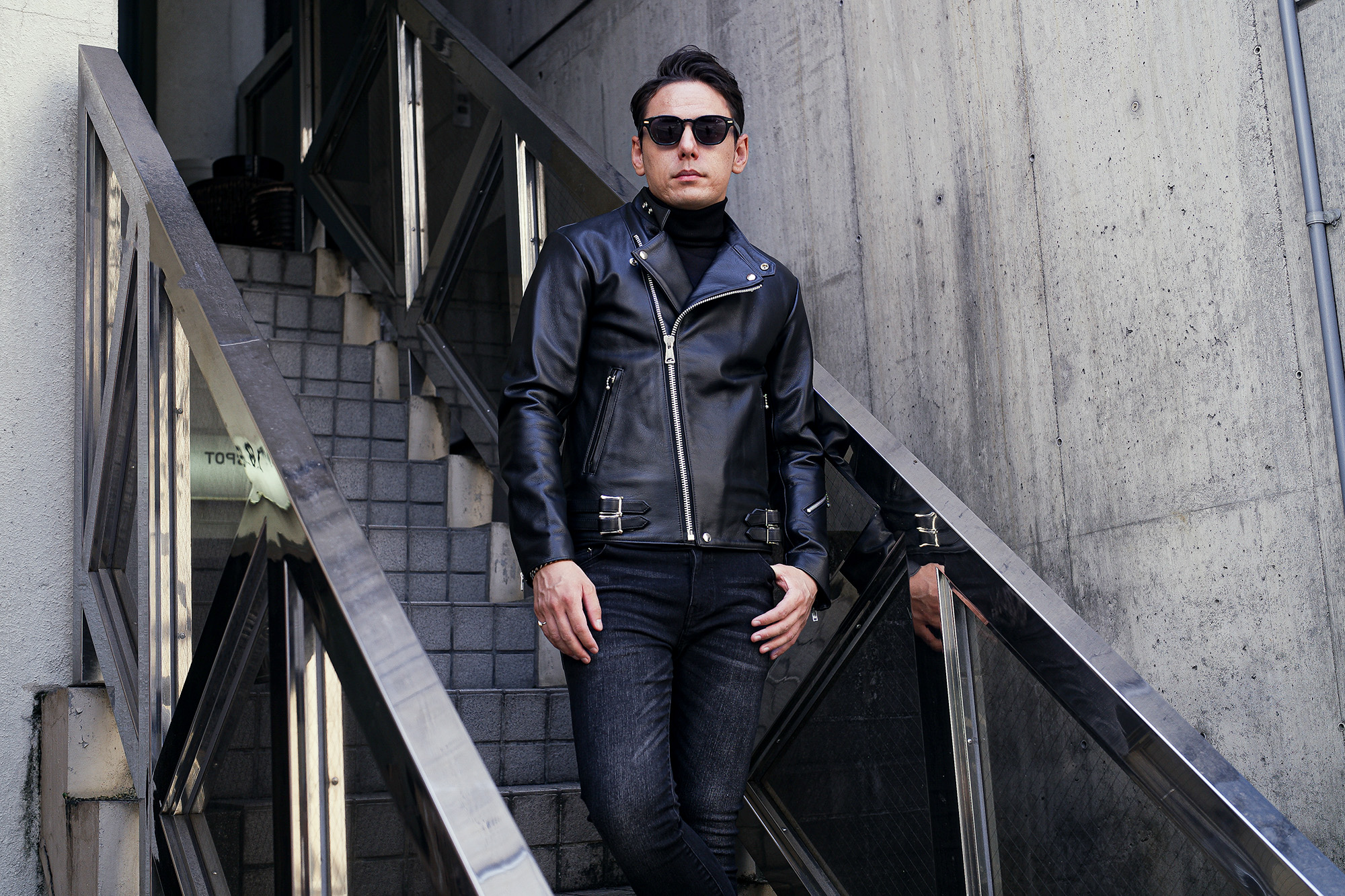 ROYAL LUSTER (ロイヤルラスター) Theo (テオ) CALF LEATHER (カーフレザー) レザージャケット セミダブルライダース ジャケット BLACK (ブラック) 愛知　名古屋 Alto e Diritto altoediritto アルトエデリット