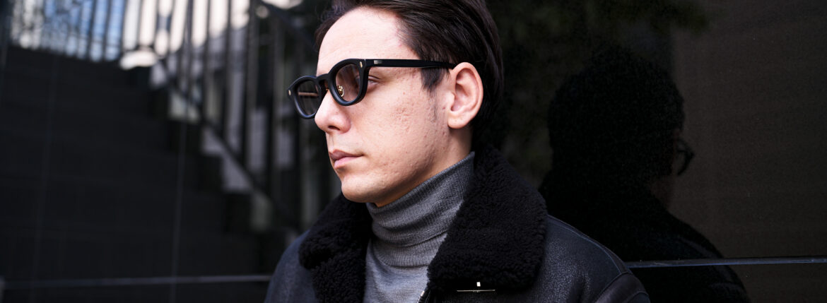 FIXER × CASABLANCA SPECTACLES (フィクサー × カサブランカ スペクタクルズ) STIFF (スティフ) ACETATE FLAME SILVER 925 アイウェア サングラス MATTE BLACK / LIGHT GRAY LENS (マットブラック ライトグレーレンズ HANDCRAFTED IN JAPAN 愛知 名古屋 Alto e Diritto altoediritto アルトエデリット