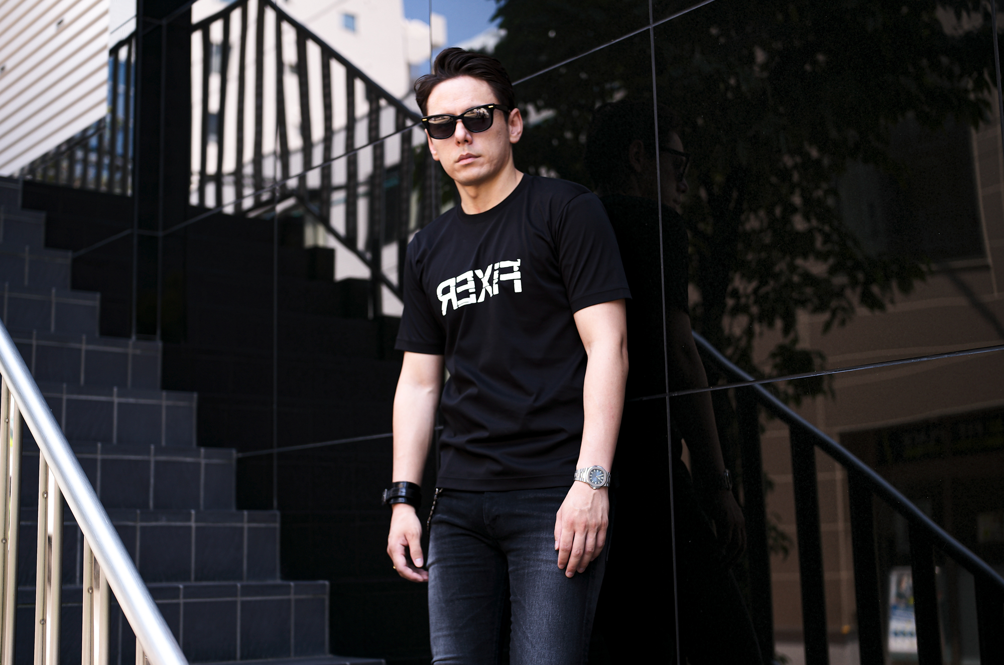 FIXER (フィクサー) FTS-10 Reverse Print T-shirt リバースプリント Tシャツ BLACK (ブラック) 【ご予約開始】【2024.10.04(Fri)～2024.10.20(Sun)】愛知 名古屋 Alto e Diritto altoediritto アルトエデリット