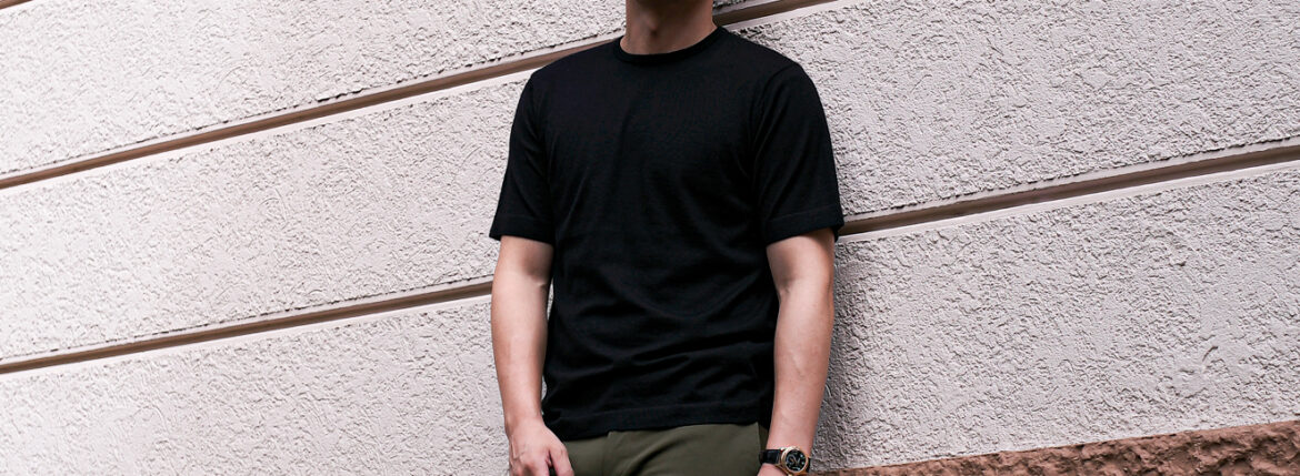 RIVORA (リヴォラ) Alashan Cashmere Knit T-Shirts アラシャン カシミア Tシャツ BLACK (ブラック・010) MADE IN JAPAN (日本製) 【ご予約受付中】 愛知 名古屋 Alto e Diritto altoediritto アルトエデリット