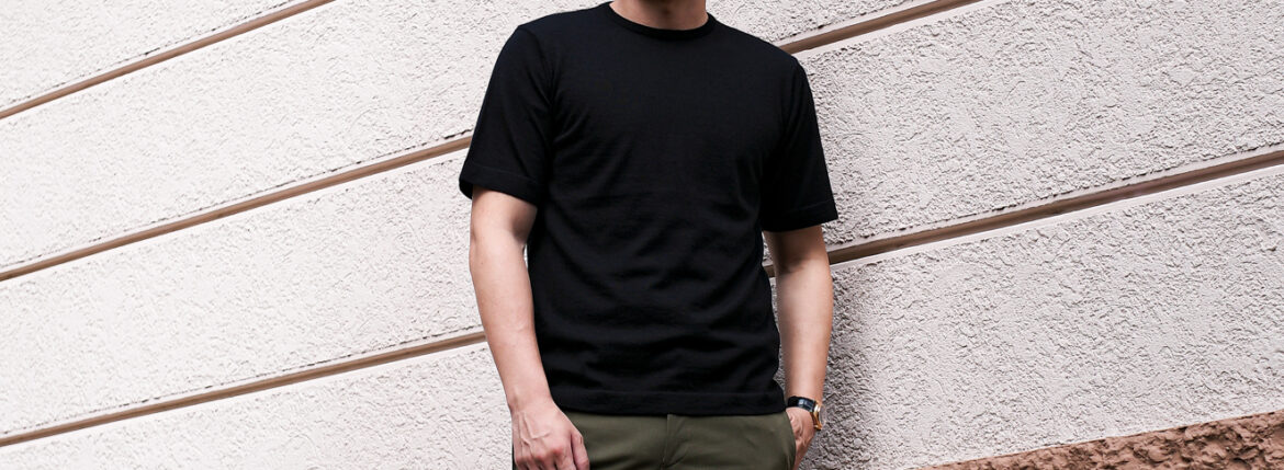 RIVORA (リヴォラ) Alashan Cashmere Knit T-Shirts アラシャン カシミア Tシャツ BLACK (ブラック・010) MADE IN JAPAN (日本製) 【ご予約受付中】 愛知 名古屋 Alto e Diritto altoediritto アルトエデリット