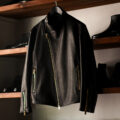 Four Hydrangea “Track.1” Luxury soft vegetable tanned leather Semi double riders Blackのイメージ