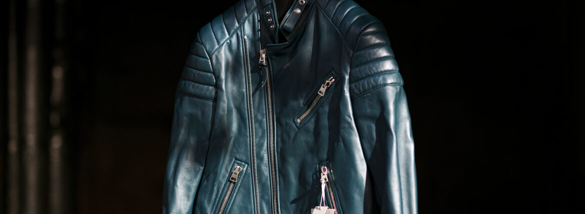 TOM FORD GRAIN LEATHER ZIP BIKER “DARK TEAL” 2024AWのイメージ