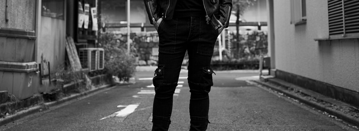 PRISONER (プリズナー) ID1115 SLIM TAPERED CARGO PANTS 925 SILVER (ID1115 スリム テーパード カーゴパンツ 925シルバー) ストレッチ カーゴパンツ BLACK (ブラック・02) 愛知 名古屋 Alto e Diritto altoediritto アルトエデリット