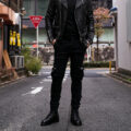 PRISONER (プリズナー) ID1115 SLIM TAPERED CARGO PANTS 925 SILVER (ID1115 スリム テーパード カーゴパンツ 925シルバー) ストレッチ カーゴパンツ BLACK (ブラック・01) 【ご予約受付中】【2024.12.01(Sun)～2024.12.15(Sun)】のイメージ