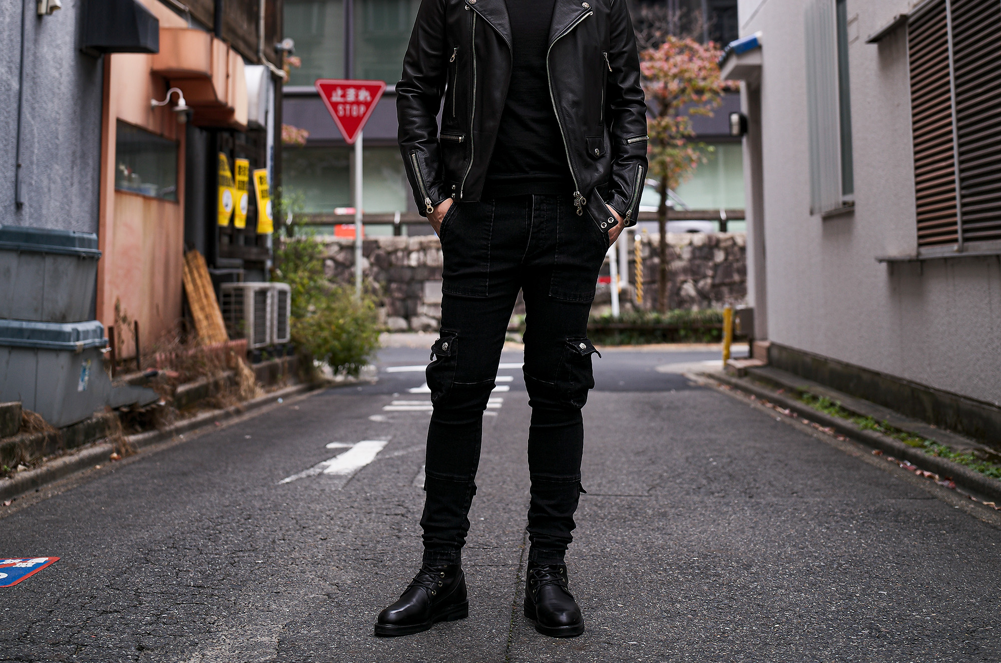 PRISONER (プリズナー) ID1115 SLIM TAPERED CARGO PANTS 925 SILVER (ID1115 スリム テーパード カーゴパンツ 925シルバー) ストレッチ カーゴパンツ BLACK (ブラック・02) 愛知 名古屋 Alto e Diritto altoediritto アルトエデリット