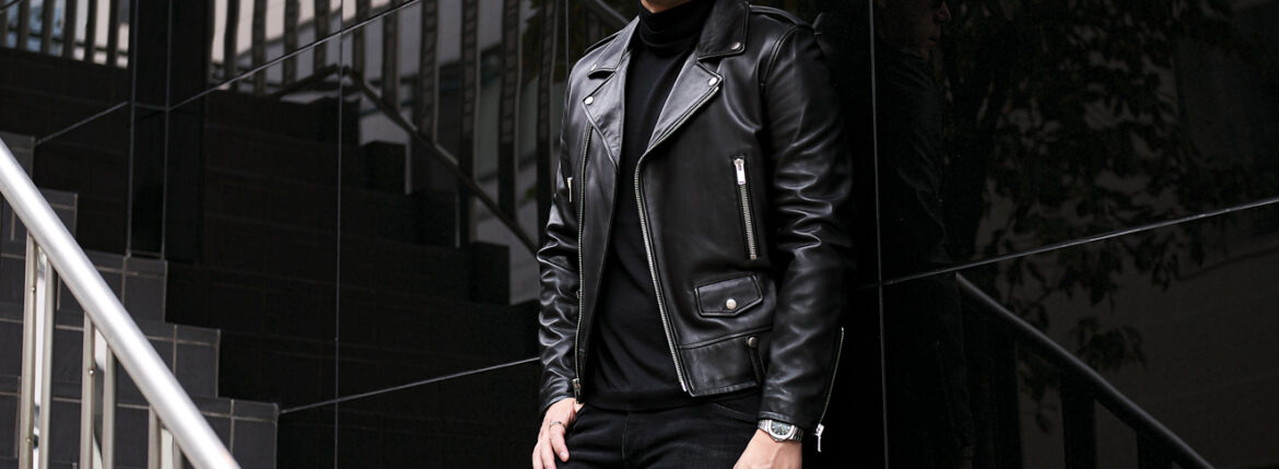 SAINT LAURENT (サンローラン) L01 MOTORCYCLE JACKET (モーターサイクルジャケット) ラムレザー ダブル ライダース ジャケット BLACK(ブラック) Made in italy (イタリア製) 2023秋冬新作 愛知 名古屋 Alto e Diritto altoediritto アルトエデリット レザージャケット