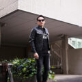 TOM FORD (トムフォード) GLOSSY GRAIN BIKER BLOUSON (グロッシー グレイン バイカー ブルゾン) カーフレザー シングル ライダース ジャケット BLACK (ブラック) Made in italy (イタリア製)のイメージ