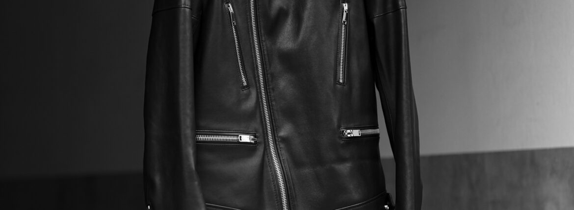 1PIU1UGUALE3 × FIXER LIMITED Collection "NEO F7" W RIDERS STRETCH LEATHER BLACK 愛知 名古屋 Alto e Diritto altoediritto アルトエデリット レザージャケット ライダースジャケット ウノピュウノウグァーレトレ × フィクサー ネオ エフセブン ダブルライダース ストレッチレザー ダブルライダース ジャケット