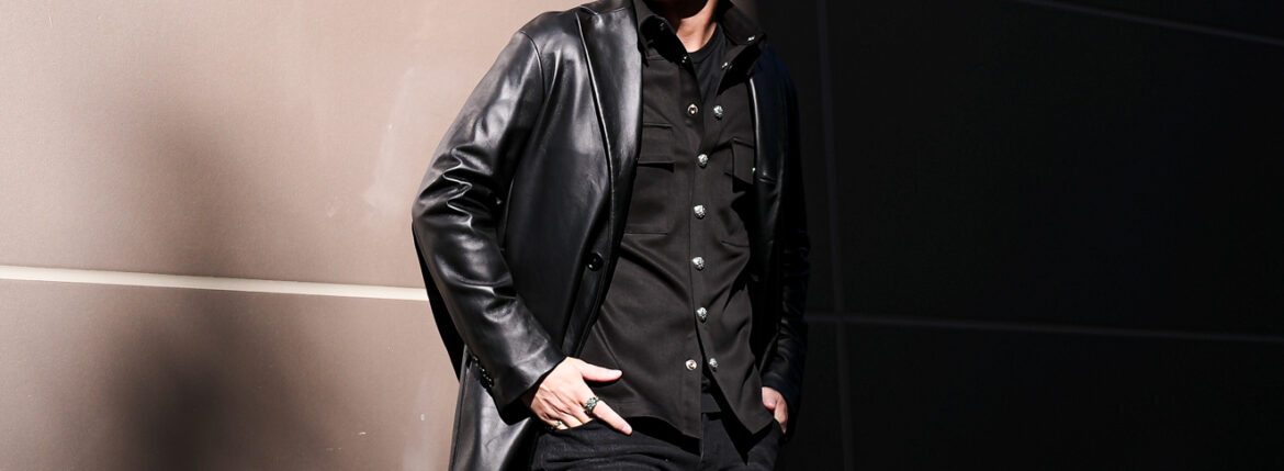 BELVEST (ベルベスト) LAMB NAPPA LEATHER SINGLE CHESTER COAT ラムナッパレザー シングル チェスター コート BLACK (ブラック) Made in italy (イタリア製) 愛知 名古屋 Alto e Diritto altoediritto アルトエデリット レザーコート