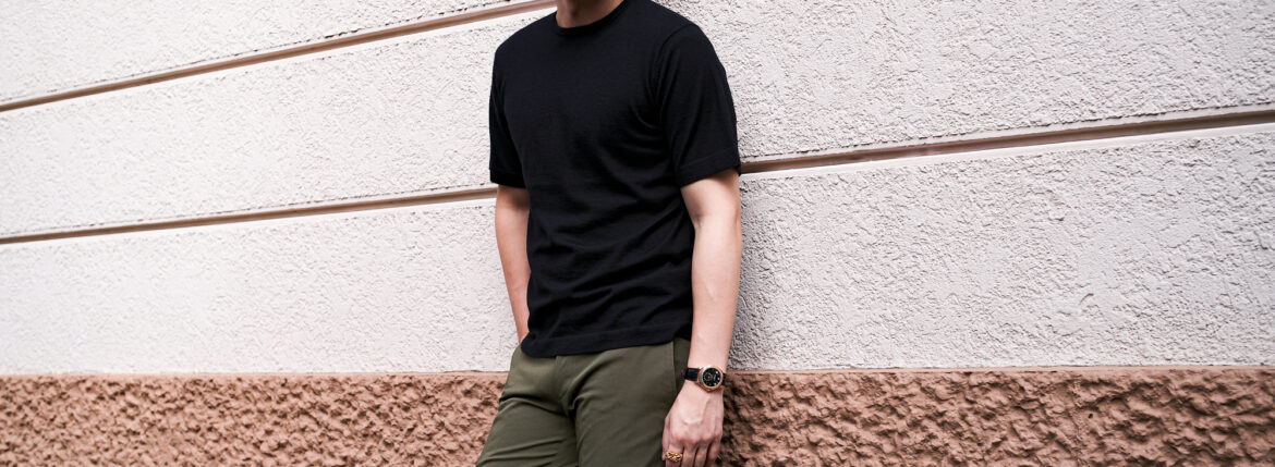 RIVORA (リヴォラ) Alashan Cashmere Knit T-Shirts アラシャン カシミア Tシャツ BLACK (ブラック・010) MADE IN JAPAN (日本製) 【ご予約受付中】 愛知 名古屋 Alto e Diritto altoediritto アルトエデリット