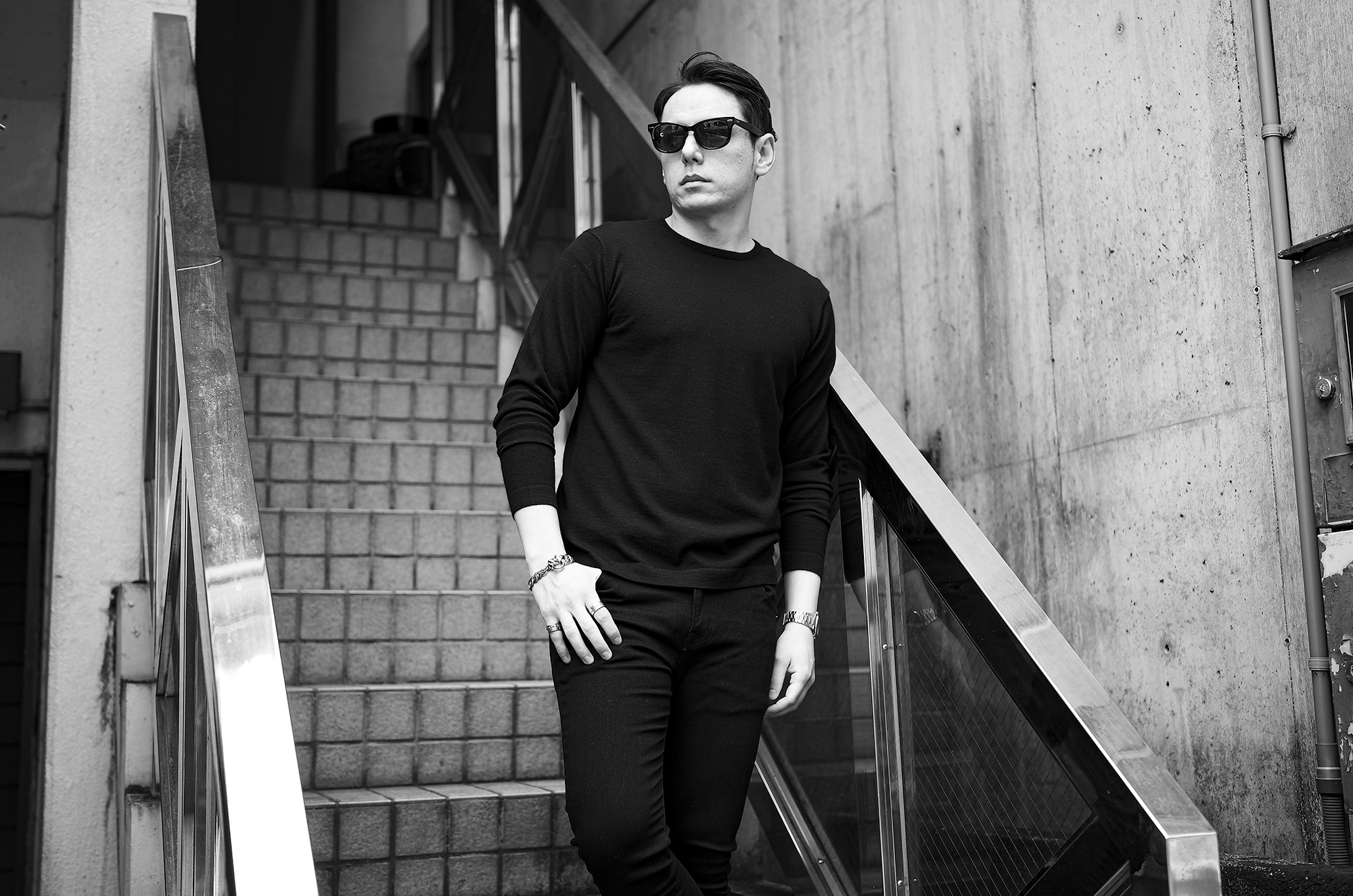 RIVORA For Alto e Diritto RIVORA (リヴォラ) Alashan Cashmere Long Sleeves Knit T-Shirts アラシャン カシミア ロングスリーブ Tシャツ BLACK (ブラック・010) MADE IN JAPAN (日本製) 2025 愛知 名古屋 Alto e Diritto altoediritto アルトエデリット