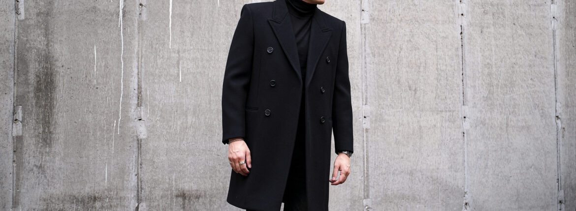 SAINT LAURENT (サンローラン) DOUBLE BREASTED WOOL COAT ダブルブレストウールコート BLACK (ブラック) Made in italy (イタリア製) 2024秋冬新作 愛知 名古屋 Alto e Diritto altoediritto アルトエデリット SAINT LAURENT サンローラン コート ダブルコート ウールコート