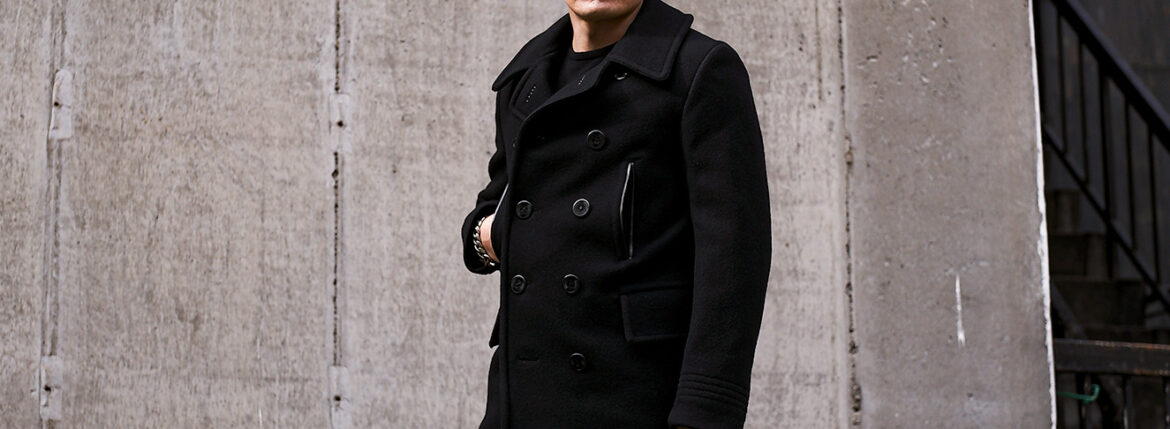 TOM FORD (トムフォード) MELTON PEACOAT (メルトン Pコート) ウール メルトン ピーコート BLACK (ブラック) Made in italy (イタリア製) 愛知　名古屋 Alto e Diritto altoediritto アルトエデリット