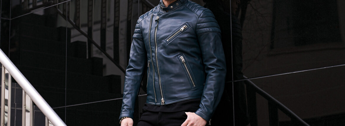 TOM FORD (トムフォード) NAPPA GRAIN LEATHER ZIP BIKER (ナッパ グレイン レザー ジップ バイカー) ラムレザー セミダブル ライダース ジャケット DARK TEAL (ダークティール) Made in italy (イタリア製) トムフォード グレインレザー ジップバイカー ダークティール ダブルライダース　セミダブルライダース　レザージャケット ライダースジャケット 愛知 名古屋 Alto e Diritto altoediritto アルトエデリット 新色 入荷