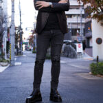 cuervo bopoha (クエルボ ヴァローナ) Sartoria Collection (サルトリア コレクション) Bal (バル) 9oz BLACK COMFORT DENIM ダメージ アンド レザーリペア タイトフィット ストレッチ クラッシュデニム パンツ BLACK (ブラック・28) MADE IN JAPAN (日本製) 愛知 名古屋 Alto e Diritto altoediritto アルトエデリット